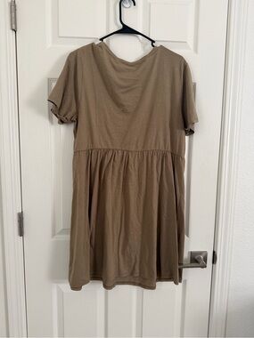 wild fable Taupe Short Sleeve Babydoll Mini Dress